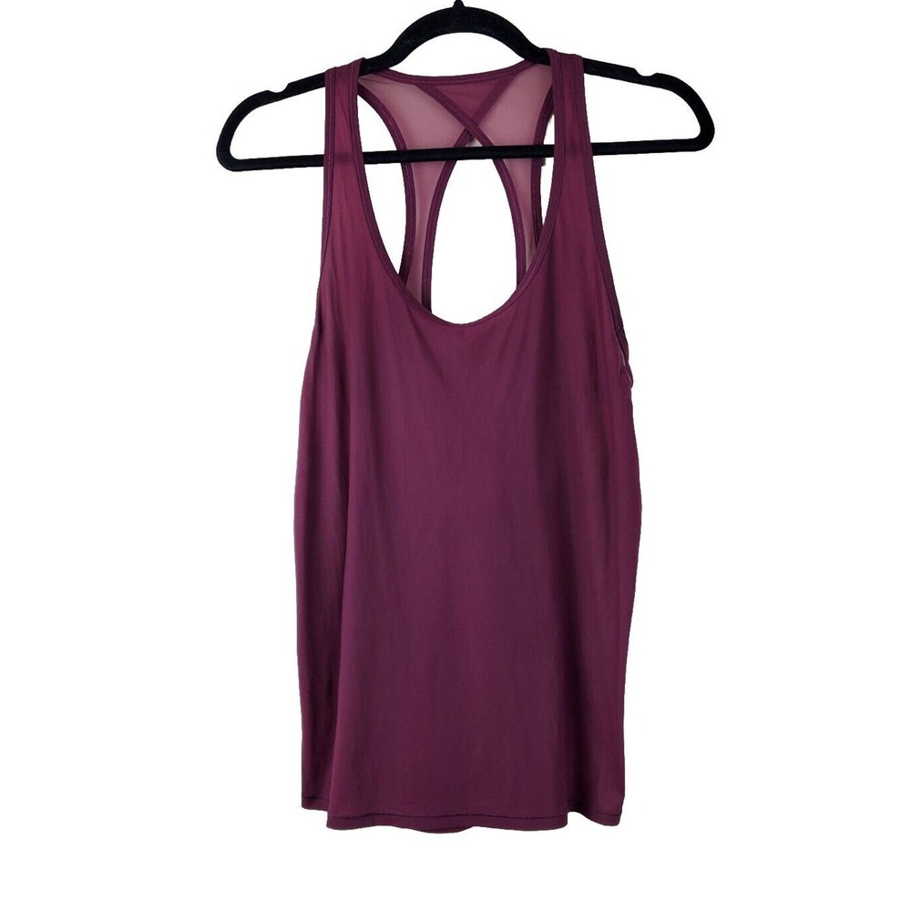 Lululemon Women 4 Tank Top Gym Run Yoga Athletic Burgundy Mesh Straps